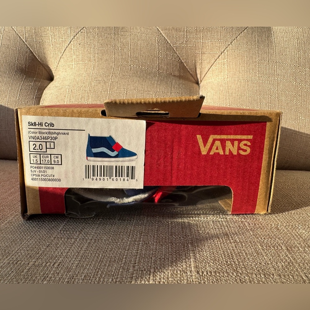 Vans Infant Sk8-Hi Crib Color Block Blue and Red High-Top Shoes size 2 - Picture 7 of 8